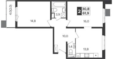 Apartamento 2 habitaciones en Leninsky District, Rusia