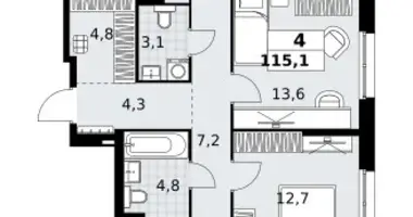 Wohnung 4 zimmer in Kommunarka, Russland
