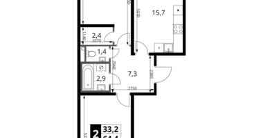 Apartamento 2 habitaciones en Sapronovo, Rusia