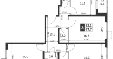 Apartamento 3 habitaciones en Liúbertsy, Rusia