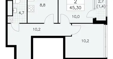 2 room apartment in Moscow, Russia