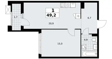1 room apartment in Troitsk, Russia