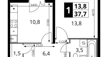 Квартира 1 комната в Ленинский городской округ, Россия