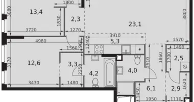Apartamento 3 habitaciones en Moscú, Rusia