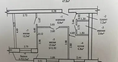 2 room apartment in Mazyr, Belarus