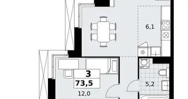 Wohnung 3 zimmer in Kommunarka, Russland