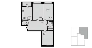 Apartamento 3 habitaciones en Kommunarka, Rusia