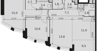 Wohnung 3 zimmer in Moskau, Russland