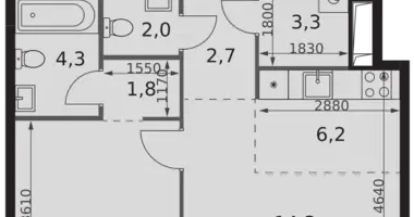 Appartement 2 chambres dans Moscou, Russie