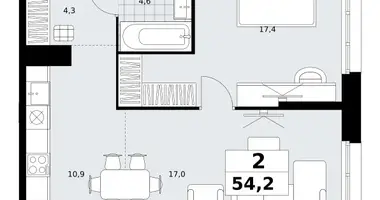 2 room apartment in Kommunarka, Russia