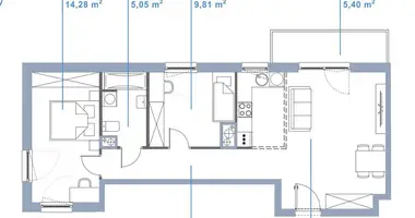 2 bedroom apartment in Warsaw, Poland