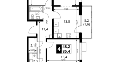 4 room apartment in Leninsky District, Russia