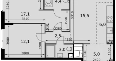 Wohnung 3 zimmer in Moskau, Russland