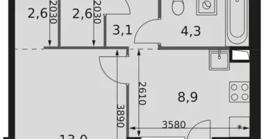 1 room apartment in Moscow, Russia