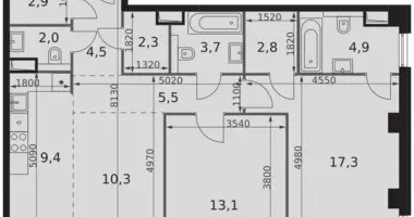 2 room apartment in Moscow, Russia