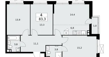 4 room apartment in Kommunarka, Russia