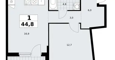 Wohnung 1 zimmer in Troizk, Russland