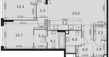 Apartamento 3 habitaciones en Moscú, Rusia