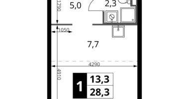 1 room studio apartment in Sapronovo, Russia