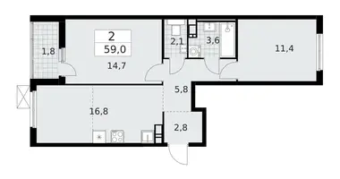 Wohnung 2 zimmer in Krasnoje Selo, Russland