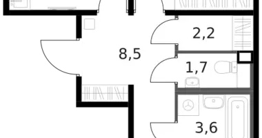 2 room apartment in Moscow, Russia