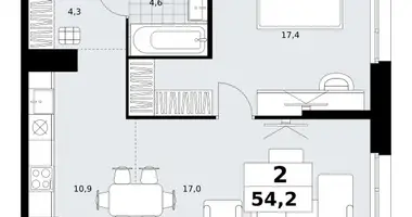 2 room apartment in Kommunarka, Russia