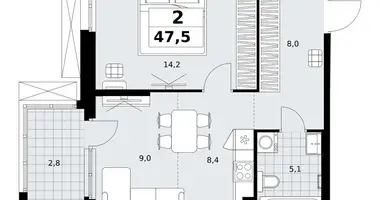 Wohnung 2 zimmer in Kommunarka, Russland