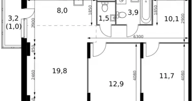 Квартира 3 комнаты в Сапроново, Россия