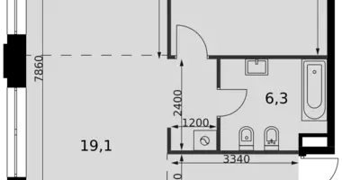 2 room apartment in Moscow, Russia