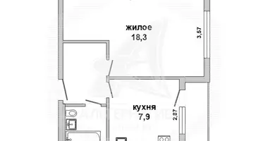 1 room apartment in Muchaviecki sielski Saviet, Belarus