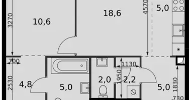 Квартира 2 комнаты в Москва, Россия