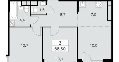 Wohnung 3 zimmer in Moskau, Russland