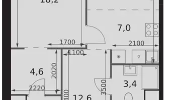 2 room apartment in Moscow, Russia