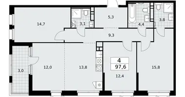 4 room apartment in Kommunarka, Russia