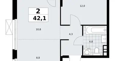 2 room apartment in Moscow, Russia