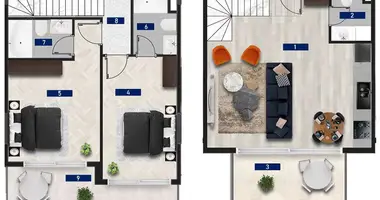 Wohnung 3 zimmer in Alanya, Türkei