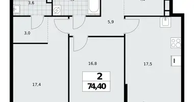 Wohnung 2 zimmer in Moskau, Russland