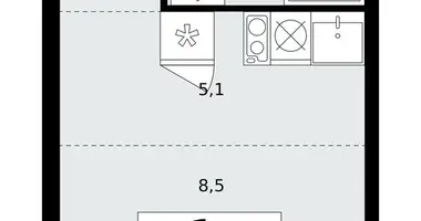 1 room apartment in Troitsk, Russia