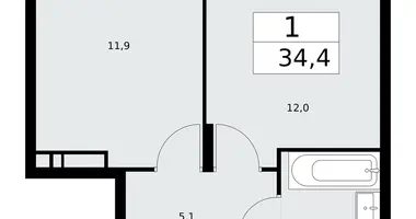 1 room apartment in Troitsk, Russia