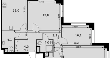 Apartamento 3 habitaciones en Moscú, Rusia