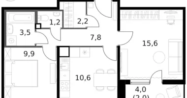 2 room apartment in Moscow, Russia