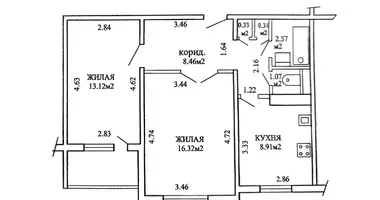 2 room apartment in Minsk, Belarus