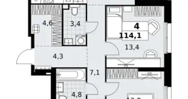 Квартира 4 комнаты в район Коммунарка, Россия