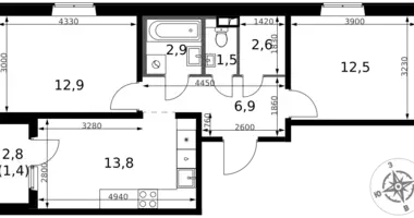 2 room apartment in Leninsky District, Russia