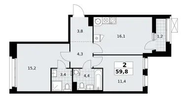 Appartement 2 chambres dans Kommunarka, Russie