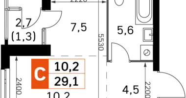Студия 1 комната в Москва, Россия