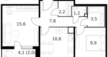 2 room apartment in Moscow, Russia