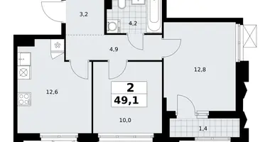 2 room apartment in Troitsk, Russia