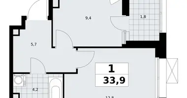 1 room apartment in Kommunarka, Russia