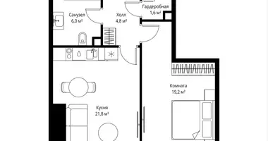 1 room apartment in Moscow, Russia